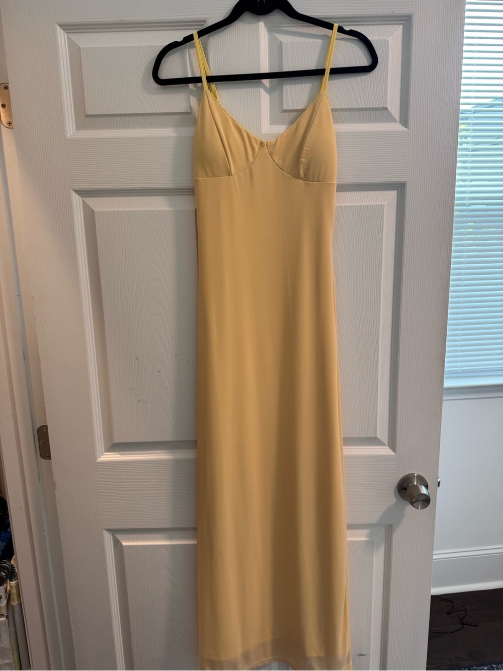 Sleek Minimalist Slip Dress in Soft Yellow